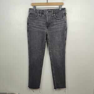 Madewell Curvy‎ Stovepipe Jeans Womens 30 Gray Armand Wash Stretch Raw Hem S